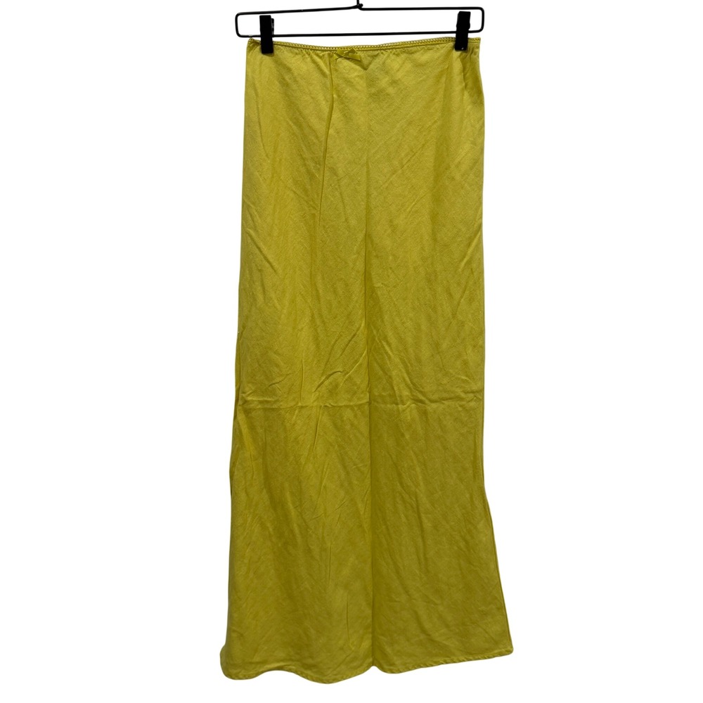 Wild‎ Fable Yellow Linen Blend Maxi Skirt Scallop Trim Size S VN1973322
